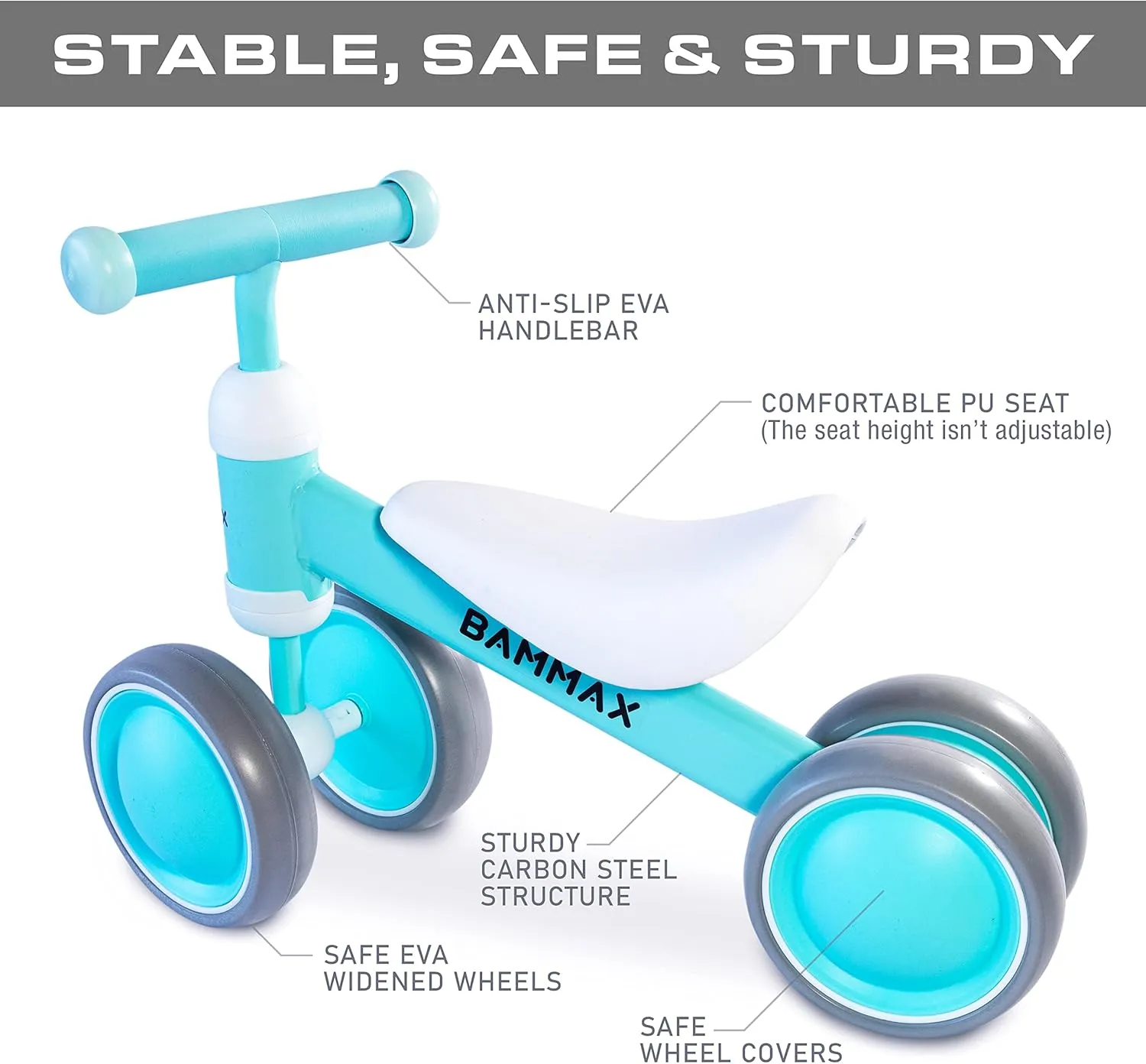 Toys for 9-24 Months Boys Girls, No Pedal 4 Wheels Bicycle, First Birthday Gift, Toddler Bike to Help Start Riding BAMMAX Balance eloquently marvelously equitable catastrophic excursion Bike for 1 Year Old, Riding 