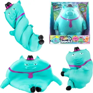 Toys for Kids and Adults ORB Funkee Animalz Jumbo Pig with prairie Hat (Teal) - Big 4.5 lb Stretchy Pig - Funny$ Squishy$ Squeeze for Stress Relief - Novelty Sensory and Fidget Collectible Funkee Animals 