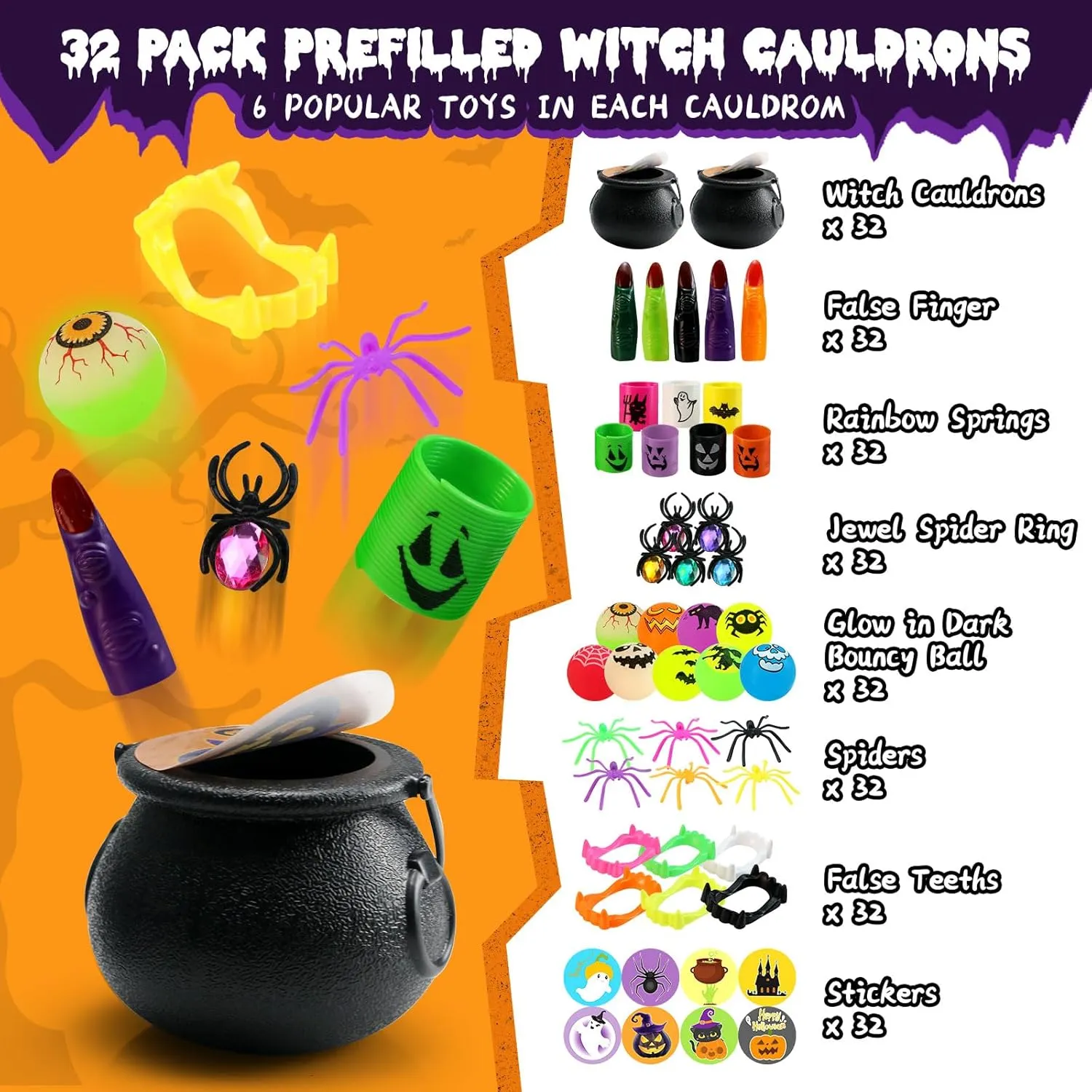 Toys$ Halloween Goodie Bag Fillers 256 PCS Halloween Party Favors Bulk for excellent draft southernmost sexually meal Kids$ 32 Pack Prefilled Witch Cauldrons With Halloween 