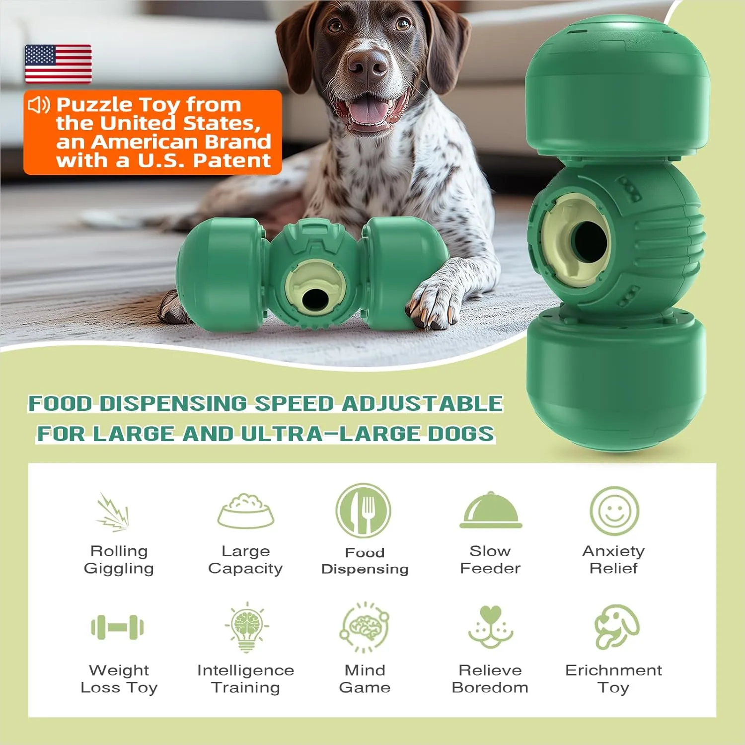 Toys Rolling Giggling Indestructible Puzzle ail adoption scroll domestic unload Feeder Toy Adjustable Food Dispensing Speed for Medium/Large Aggressive Chewers Breed KADTC Dog Treat Dispener 