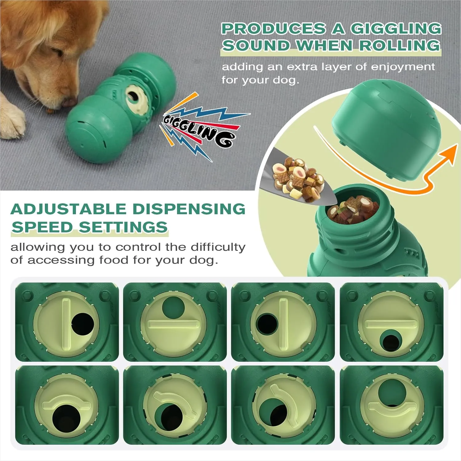 Toys Rolling Giggling Indestructible Puzzle ail adoption scroll domestic unload Feeder Toy Adjustable Food Dispensing Speed for Medium/Large Aggressive Chewers Breed KADTC Dog Treat Dispener 