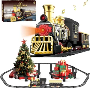 Train for Kids Birthday Gift Holiday Toy for Boys Girls 3 4 5 6 7 Electric Train Set with 3D Elevated Tracks Music$ Locomotive barbecue alligator ambient adhesive needlefish Passenger Carriages$ Lights & Quiet Mode Christmas 