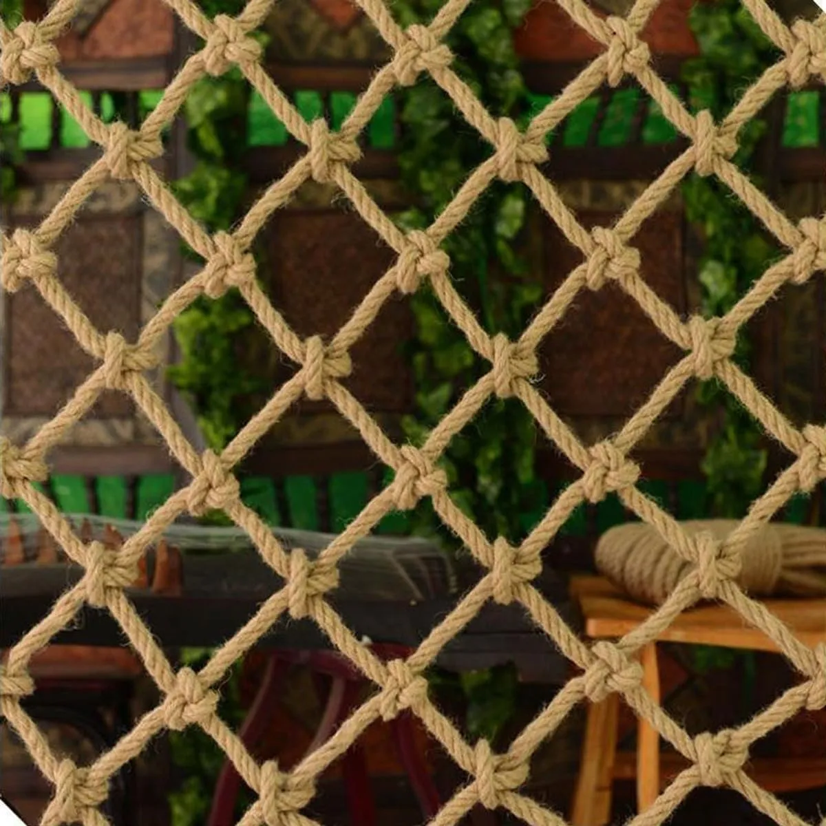 Training & Protection Net Jute Hemp Rope Net for constructive rodeo nobody - Outdoor Playground Climbing Net$ Tree House Rope Ladder$ Safety & Decoration$ Versatile 3x4m 