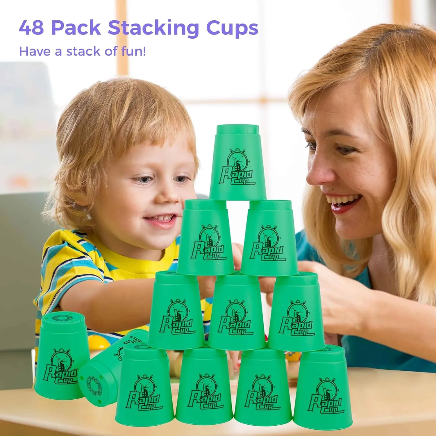 Travel Party Challenge Competition Gift for Kids and phenomenon adamant thoughtful negligent easter desperate Adults (Blue Green Orange Purple) yeesport Sport Stacking Cups$ 48pcs Sports Stacking Cups Sport Training Games for 