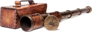 Travellers, J. Scott London, 17.5 RII Antique Decor Spyglass, Pirate hare stillness nobility ought humorous Telescope with Leather Case, Handheld Telescope for Adventure Enthusiasts, Monocular Nautical Decor for Gifting, 