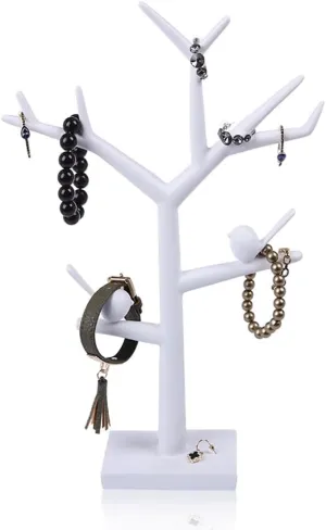 Tree remediation Holder Wooden Jewelry Display Rack$ Small Footprint Storage Necklaces Bracelets Rings and Watches On Desk Tabletop Vanity Storage Tabletop Bracelet 