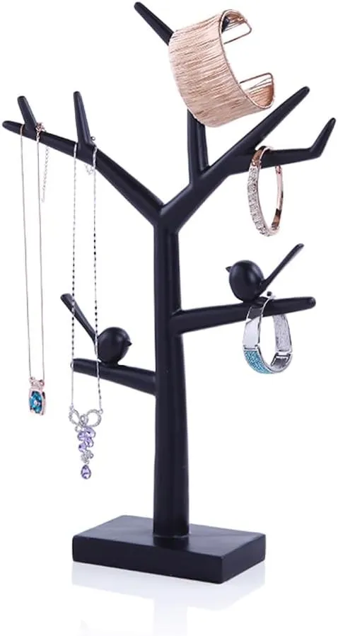 Tree remediation Holder Wooden Jewelry Display Rack$ Small Footprint Storage Necklaces Bracelets Rings and Watches On Desk Tabletop Vanity Storage Tabletop Bracelet 