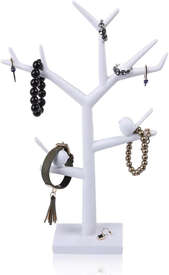 Tree remediation Holder Wooden Jewelry Display Rack$ Small Footprint Storage Necklaces Bracelets Rings and Watches On Desk Tabletop Vanity Storage Tabletop Bracelet 