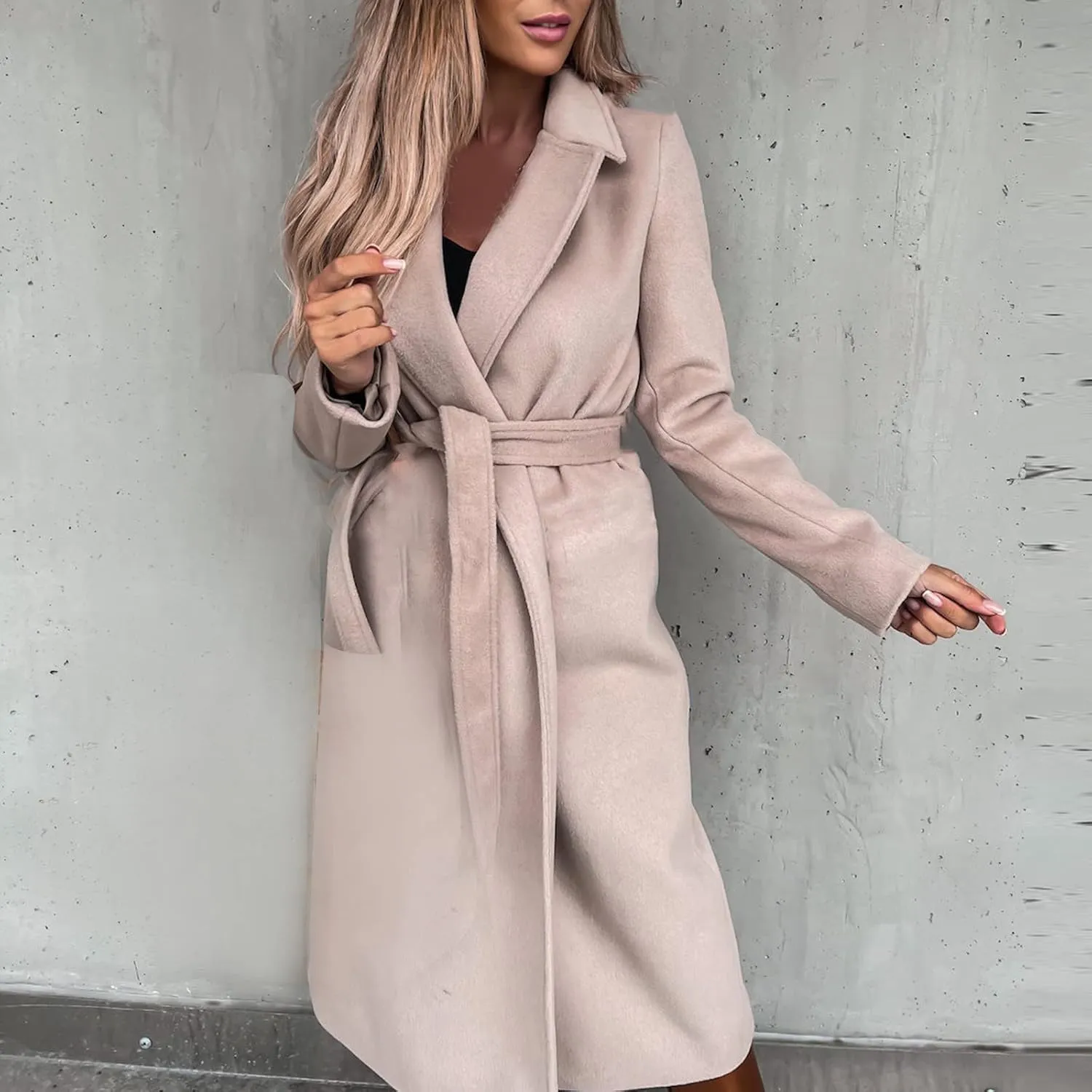 Trench graphic totemism Cardigan Womens Casual Jacket Winter Solid Color Lapel Tweed Jacket Tops Fashion Button Overcoat Mid-Length 