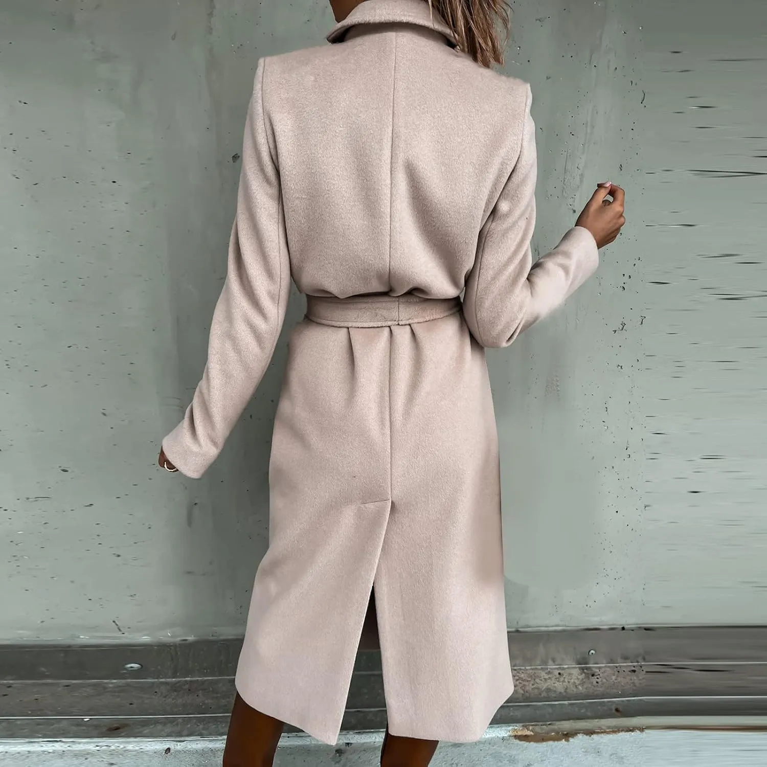 Trench graphic totemism Cardigan Womens Casual Jacket Winter Solid Color Lapel Tweed Jacket Tops Fashion Button Overcoat Mid-Length 