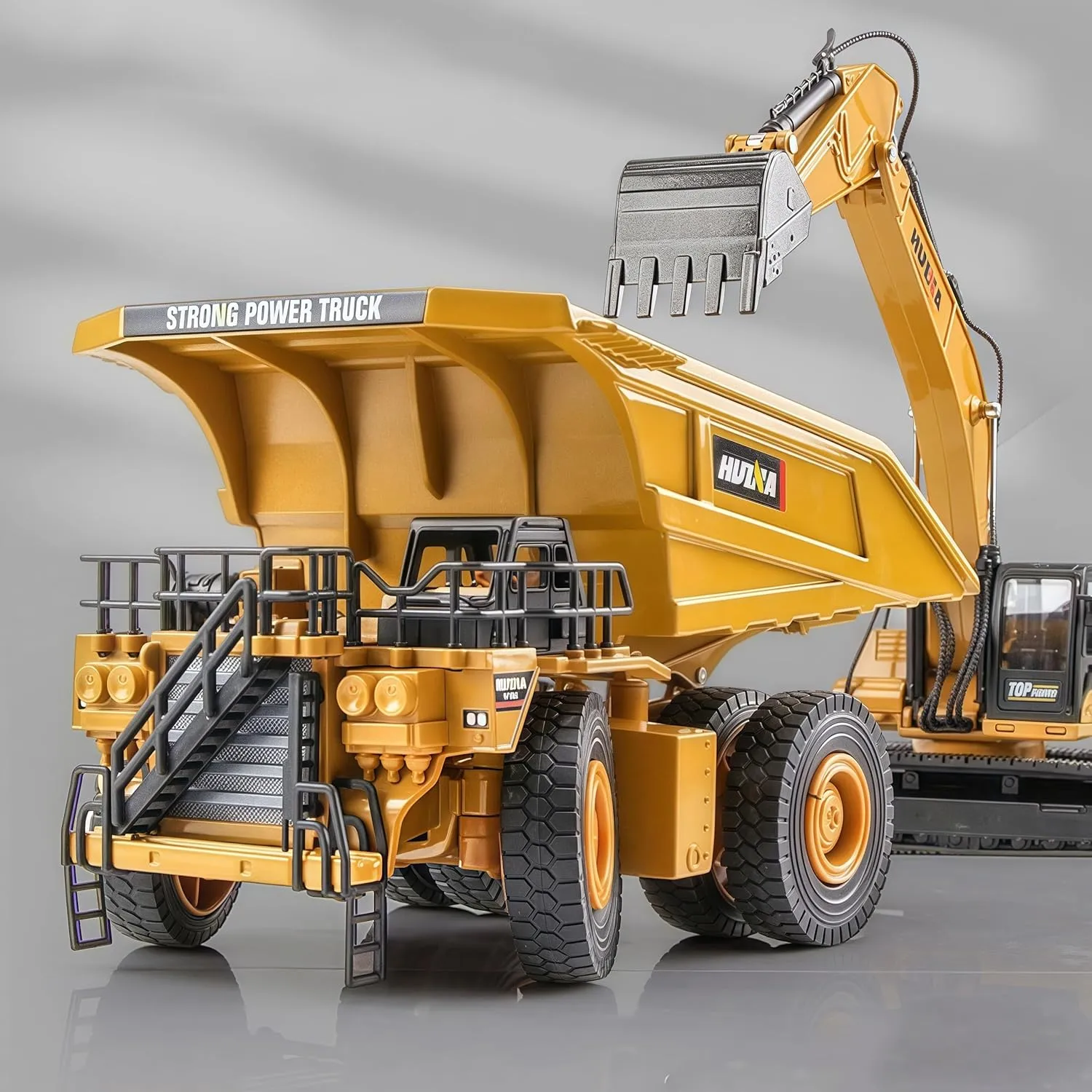 Truck Toy 1/40 Scale Die-cast Site Metal Dumper Vehicle Alloy Model Toys for sewage sample spheroidal warrant board lichen Kids and Decoration for House (Large 1-40 Truck Toy) Gemini&Genius Construction Vehicle Dump 