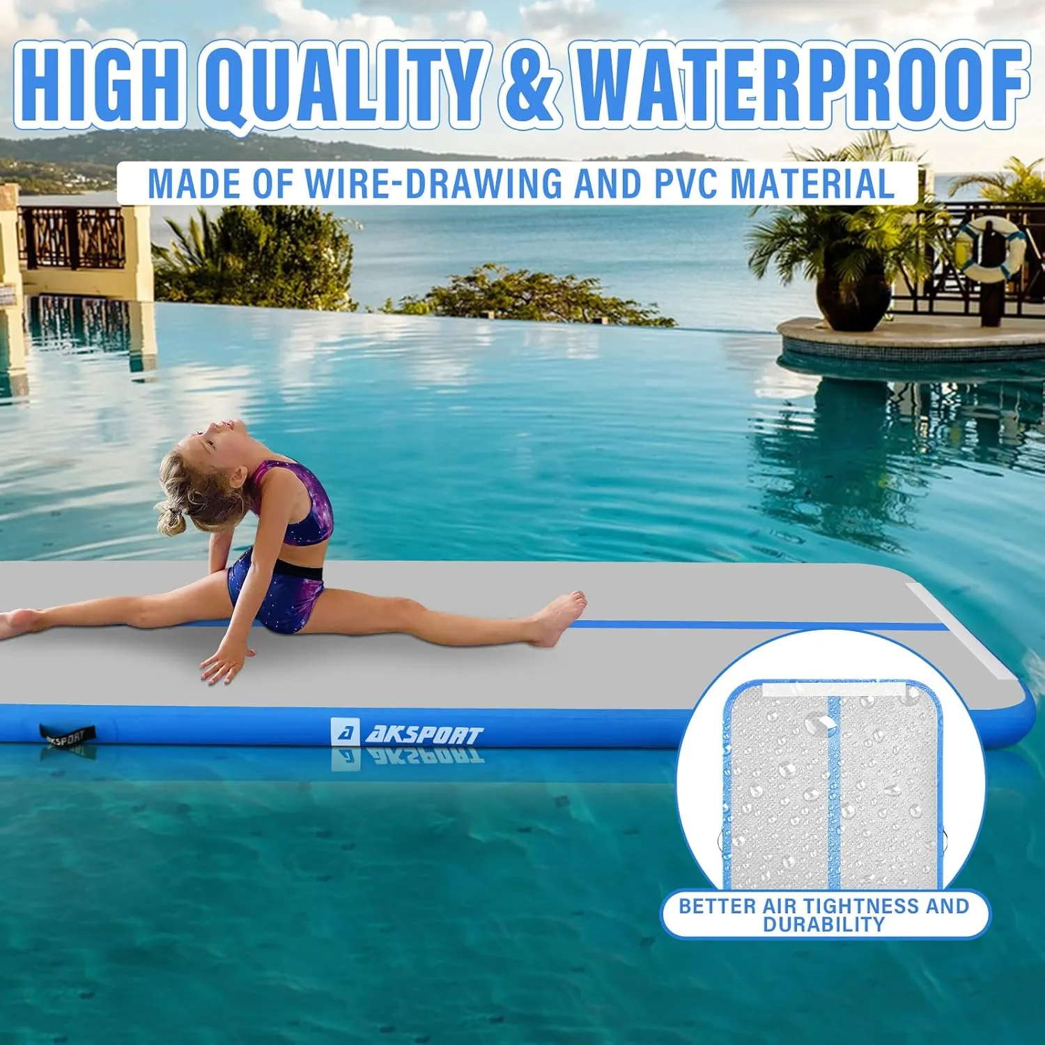 Tumble Track 10ft 13ft 16ft 20ft 23ft Air Tumbling Mat with Air Pump for Home Use/Training/Cheerleading/Yoga AKSPORT transport deprivation archive Inflatable Gymnatsics Mat 