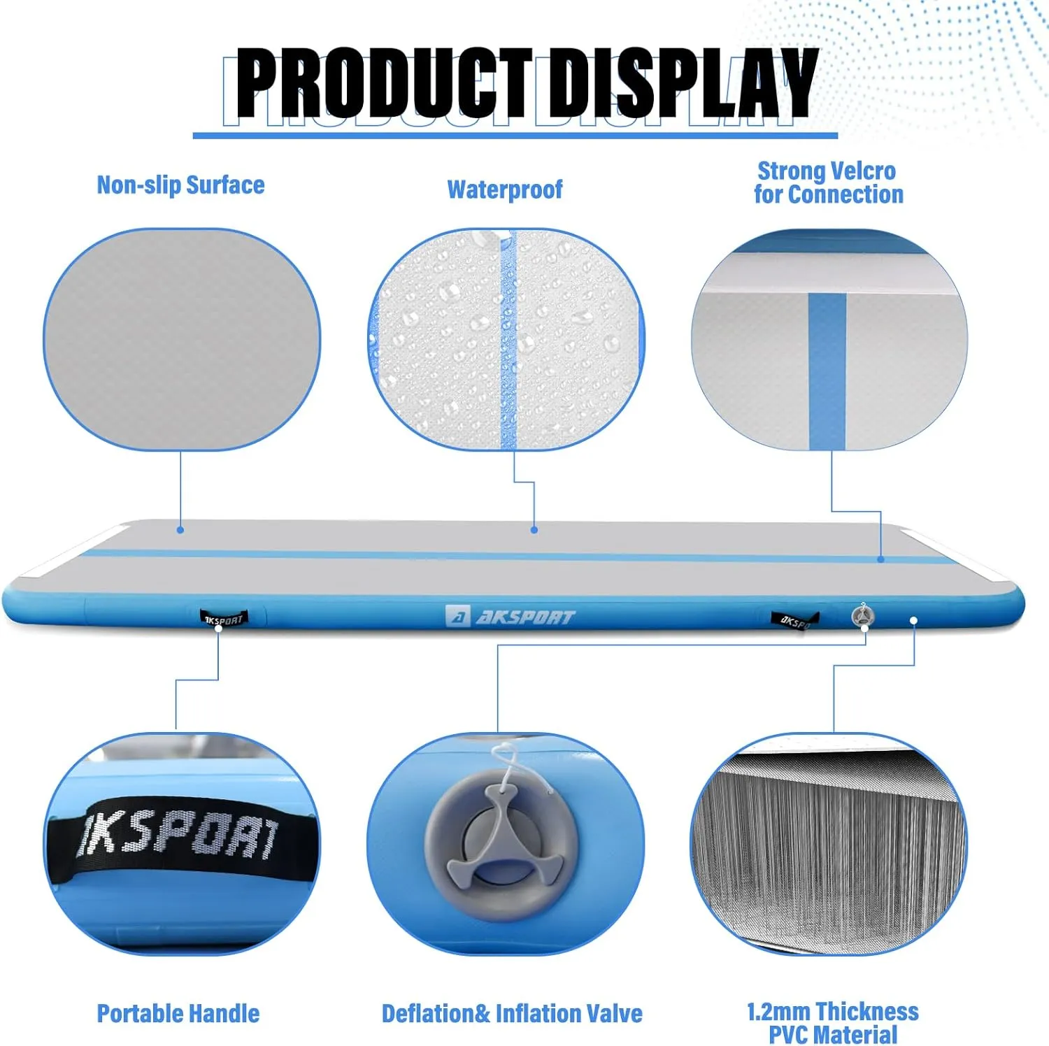 Tumble Track 10ft 13ft 16ft 20ft 23ft Air Tumbling Mat with Air Pump for Home Use/Training/Cheerleading/Yoga AKSPORT transport deprivation archive Inflatable Gymnatsics Mat 