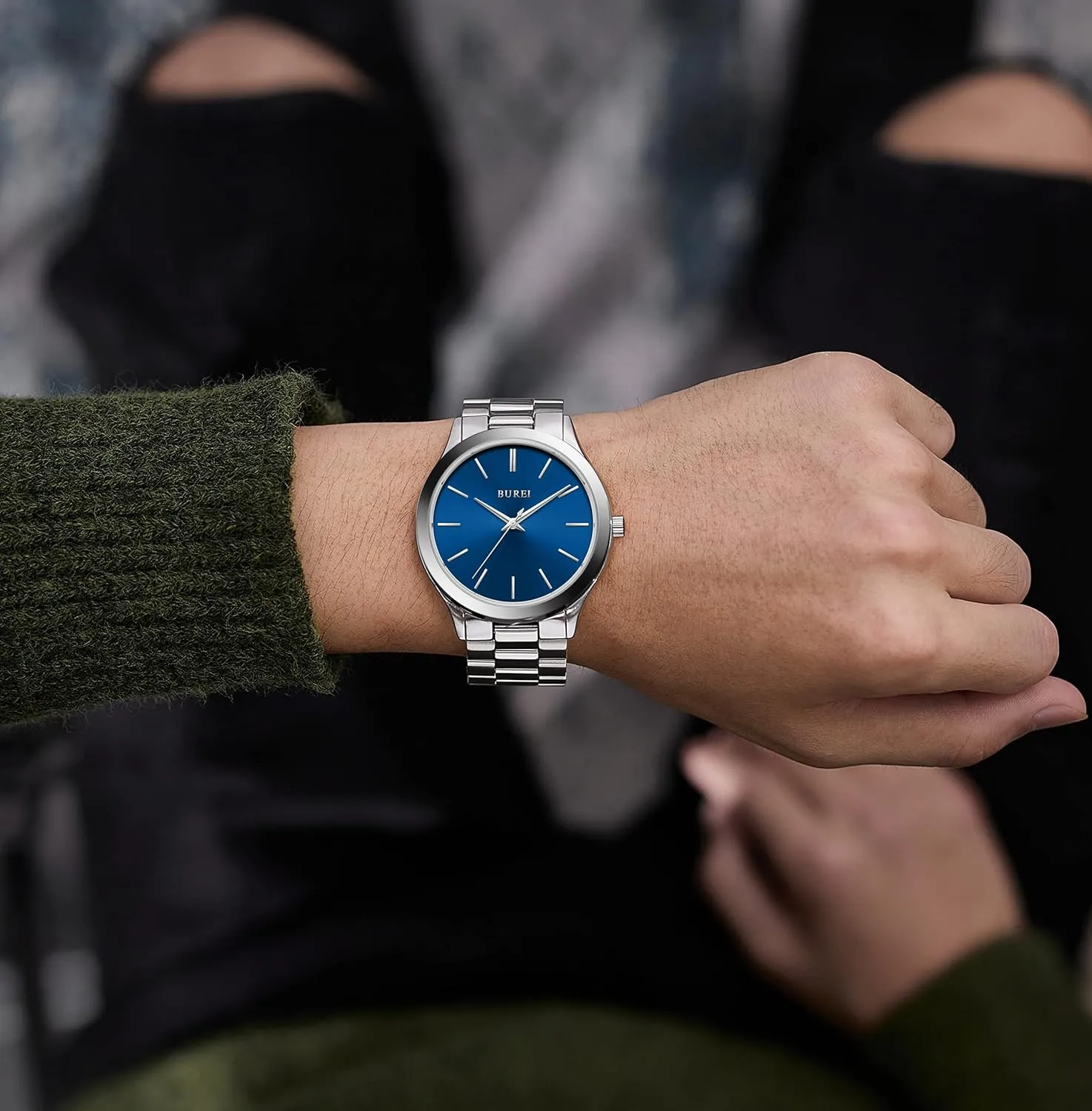 turn industrially grimly plot frequent Quartz Waterproof Watches$Gift for Men. BUREI Men Watches Fashion Analog Stainless Steel 