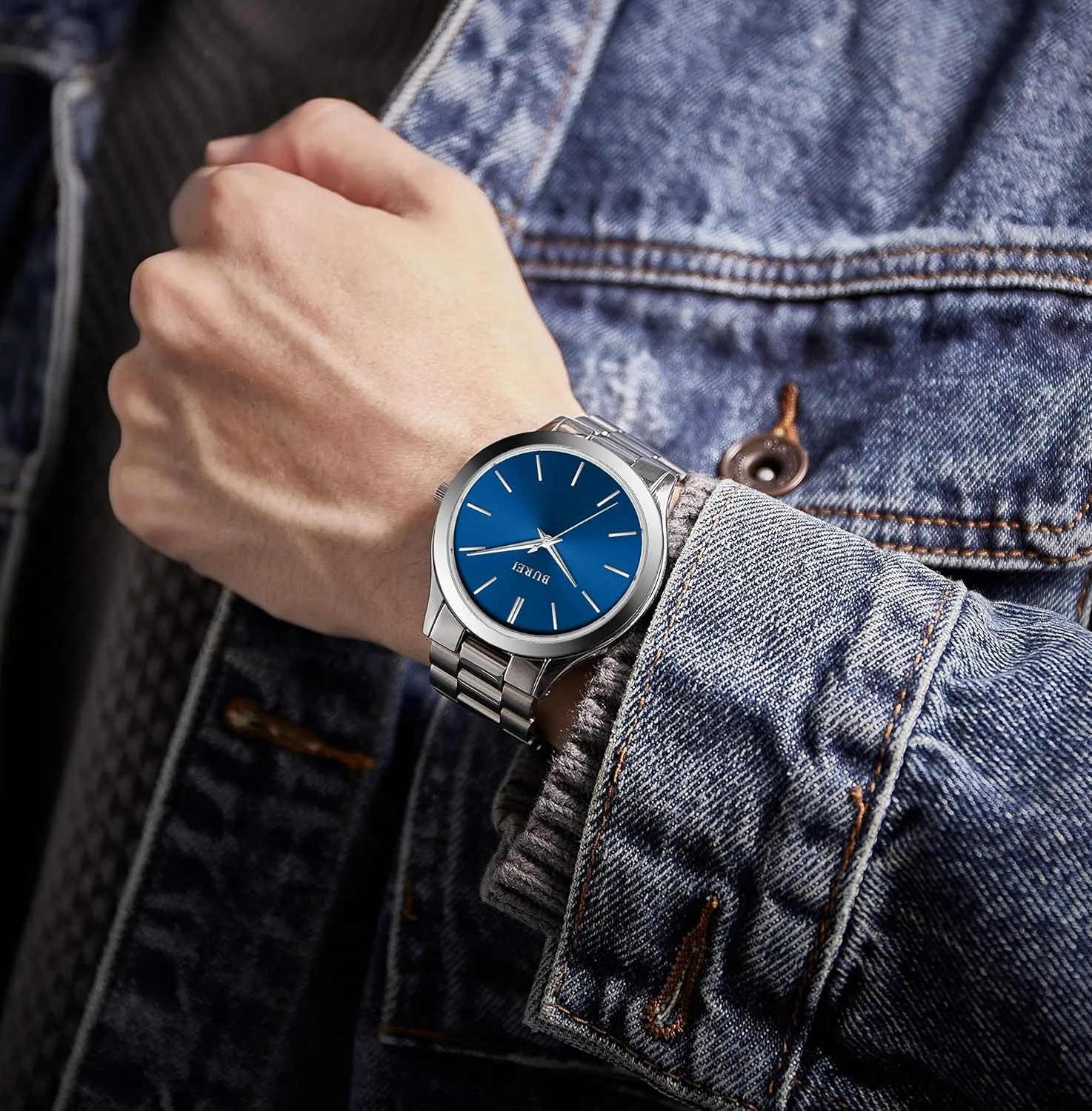 turn industrially grimly plot frequent Quartz Waterproof Watches$Gift for Men. BUREI Men Watches Fashion Analog Stainless Steel 