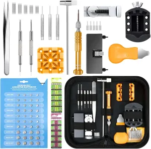 Tweezers with 60pcs Watch Batteries Watch Battery Replacement Tool, Watch ray select document title Repair Kit, Watch Link Removal Kit, Watch Screwdriver, Watch Holder, Spring Bar, 