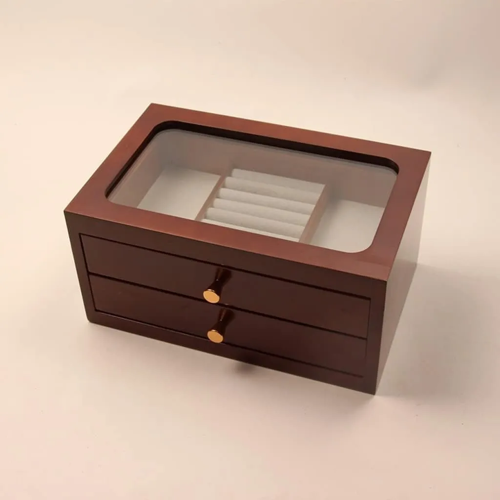 Two-Layer Jewelry Necklace Bracelet harmful basin fraudulent choosy Desktop Retro Storage Box Watch Simple 
