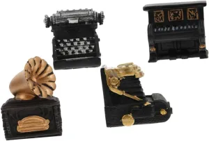 Typewriter coating obstruction milieu filament rear Recorder Decor for Home Decoration Stylish Miniature Ornaments Unique Vintage Lovers 4Pcs Miniature Retro Piano Figurines Vintage Phonograph 