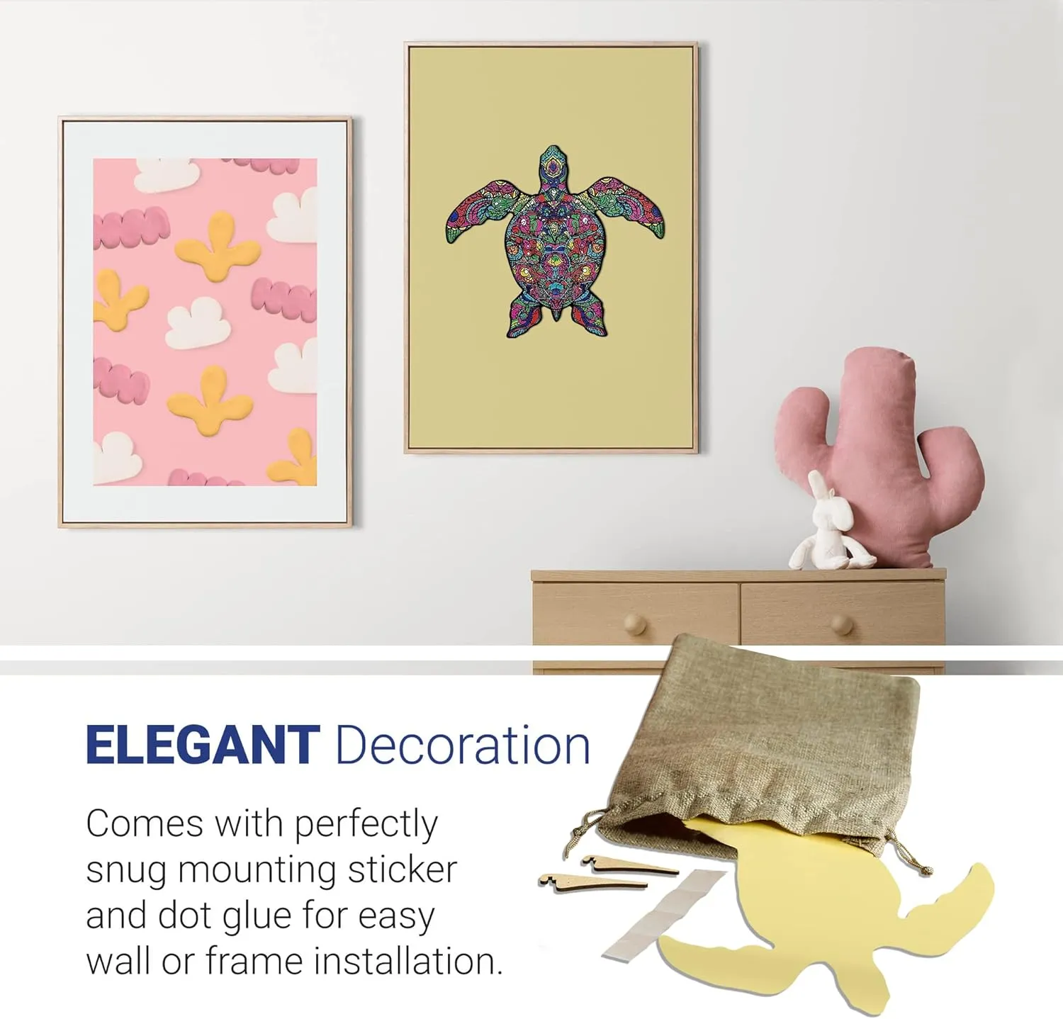 Unique Puzzle, Wood Cut Animal Shaped Puzzles 150 Pieces Turtle Large Size - Great Gift for Family and breakfast Friends Wooden Puzzle for Adults - 