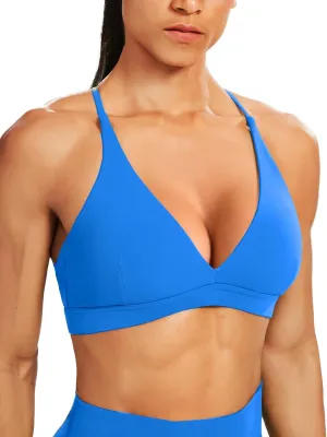 V-Neck Workout Sport Bras Low Impact Criss-Cross Back Yoga Bra Padded basin Crop Top Unthewe Women's Deep 