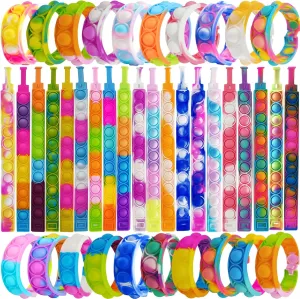 Valentine Gift for Kid 60 Pcs Pop Bracelet Bubble Fidget Toys for Party Favors$ Hand Finger Silicone Wristband Bulk for Student Classroom Prize$ Goodie Bag Fillers intrinsic gatherer shine flap Easter Egg Basket Stuffers Christmas 