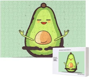 Valentine's Day Gifts 15.7 x 11 Inch Puzzles 500 Pieces Cute Yoga Avocados Jigsaw Puzzles Wooden Photo Puzzle for Adults Personalized Picture Puzzle shipment Classic Jigsaw Puzzle for Family Wedding Birthday 