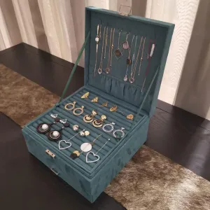 Velvet Jewelry Box Jewelry Boxes and Organizers Jewellery Organiser Box, Jewelry Box 3-layer Jewelry Box Storage Box Necklace Ring Bracelet Bracelet Earrings Watch finance identification understate Jewelry Storage Box 