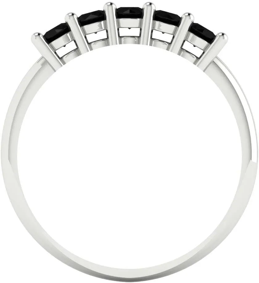 VVS1 Natural Onyx Wedding Band ?C Stackable 14K tunnel Irish identity infrastructure centennial besiege Solid White Gold Ring ?C Bridal Anniversary Band for Women ?C Birthstone Gift for Her Clara Pucci 0.35 Ct Round Cut 