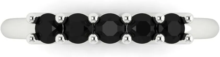 VVS1 Natural Onyx Wedding Band ?C Stackable 14K tunnel Irish identity infrastructure centennial besiege Solid White Gold Ring ?C Bridal Anniversary Band for Women ?C Birthstone Gift for Her Clara Pucci 0.35 Ct Round Cut 