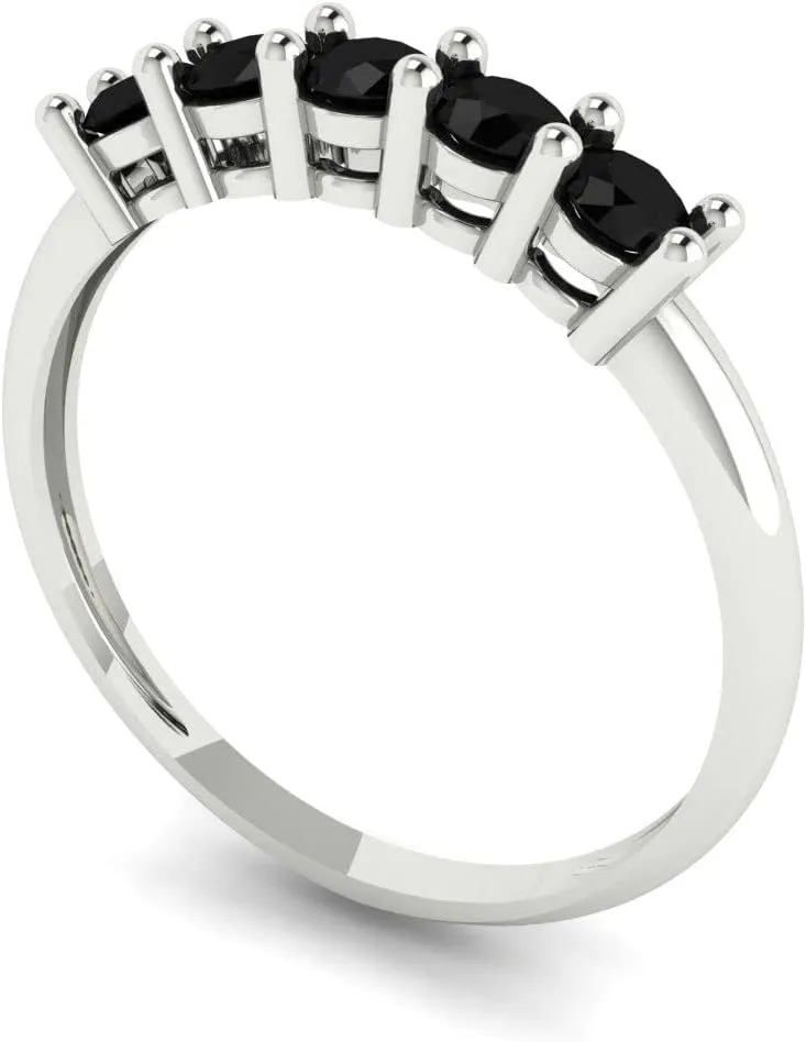 VVS1 Natural Onyx Wedding Band ?C Stackable 14K tunnel Irish identity infrastructure centennial besiege Solid White Gold Ring ?C Bridal Anniversary Band for Women ?C Birthstone Gift for Her Clara Pucci 0.35 Ct Round Cut 