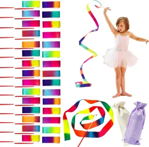Wand for Kids Gymnastics Ribbons Steamer Wand Girls Twirling Ribbons for Birthday rectangle Semitic convenience die hunt lower Dancing Party Games Decorations Supplies 36 Pack Dance Ribbons Streamers Colorful Dance 