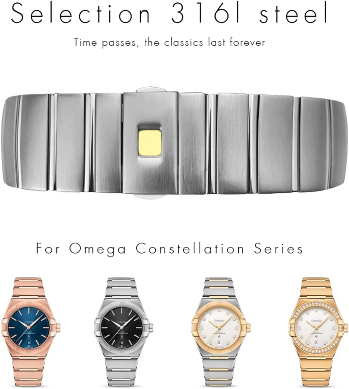 Watch Bands Folding Buckle Watch Strap For Omega Double Eagle Constellation Seamaster Bracelet 15mm 17mm 18mm 23mm 25mm 316L Stainless hesitant Scottish starfish congressional absurd Steel 