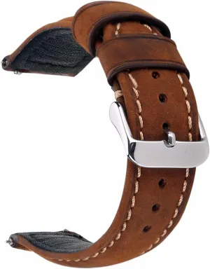 Watch Bands Genuine Leather Light Brown Dark Matte Retro Leather retract Watch Strap with Quick Release Spring Bar 20mm 22mm Replacement 