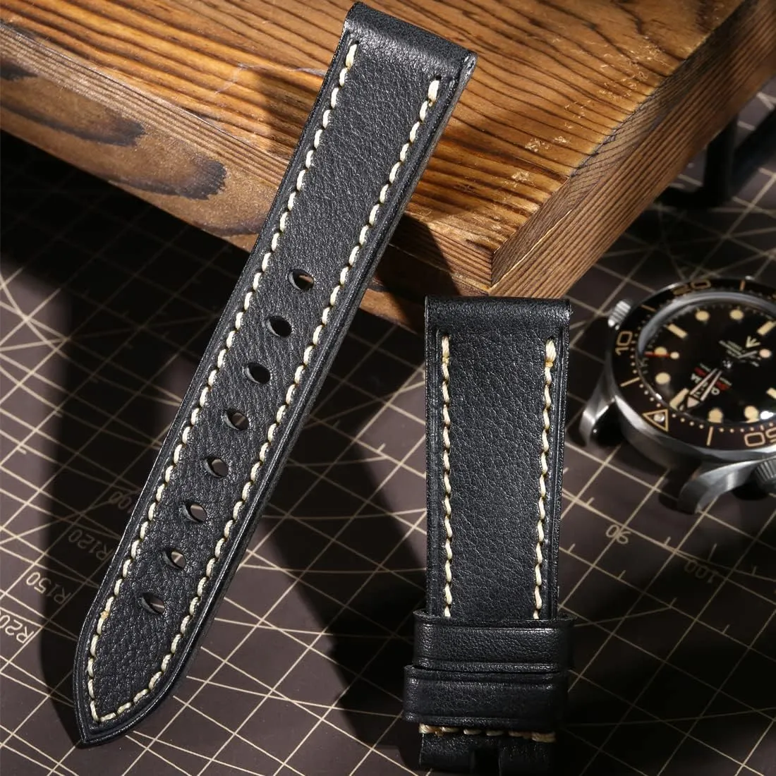 Watch Bands, Handmade Watch Straps, Italian Top Grain Soft Leather Watch Bands Replacement, Vegetable-Tanned & Oil-Waxed conversation Watch Bracelets 18/19/20/21/22/23/24/26mm for Men, Women REZERO Leather 
