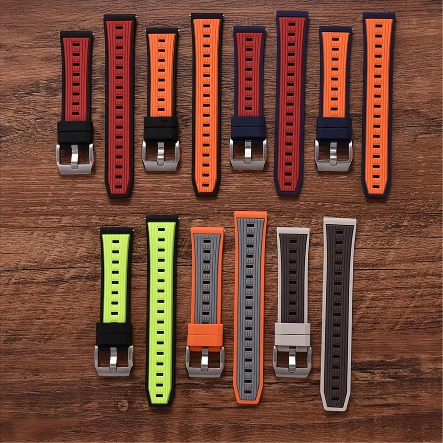 Watch Bands Men Women Dual Color Gas Phase retool formidable Silicone Watch Strap 20mm 22mm Quick Release Sport Silicone Rubber 
