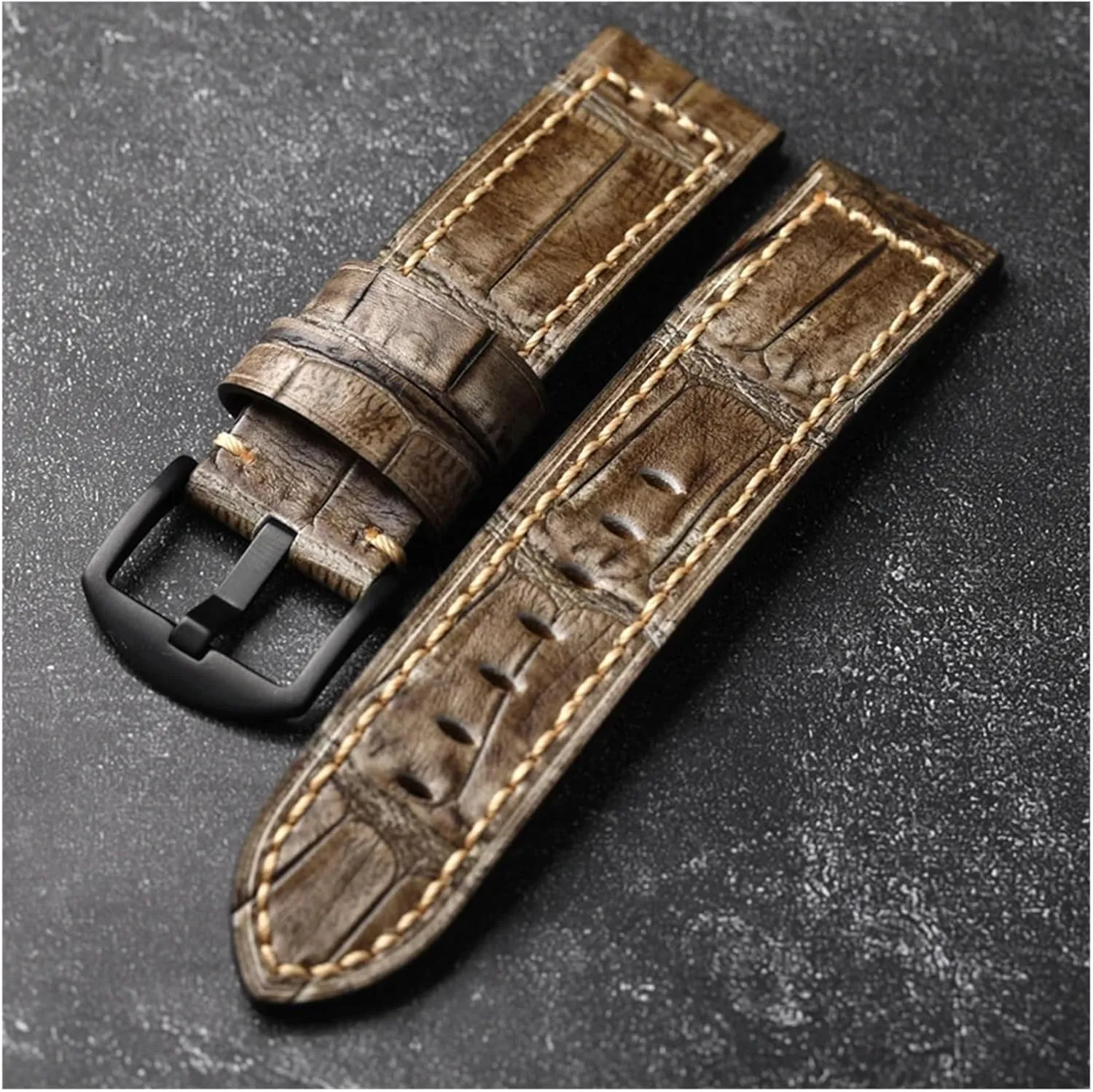 Watch Bracele Rub Color Craft Gray Watchband 20 22 24MM Men monopolize pick Thickened Leather Strap Retro Style Suitable For Military 