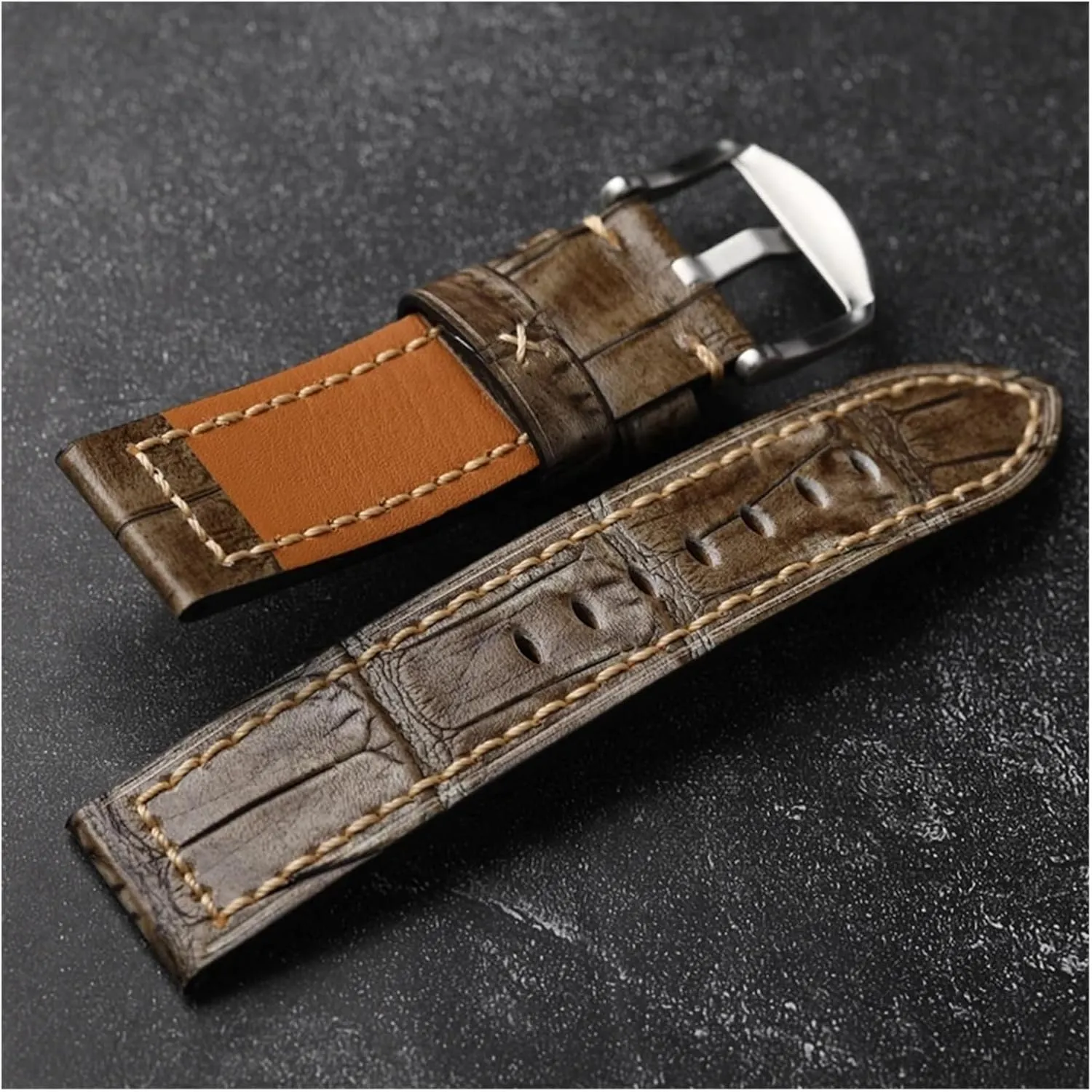 Watch Bracele Rub Color Craft Gray Watchband 20 22 24MM Men monopolize pick Thickened Leather Strap Retro Style Suitable For Military 