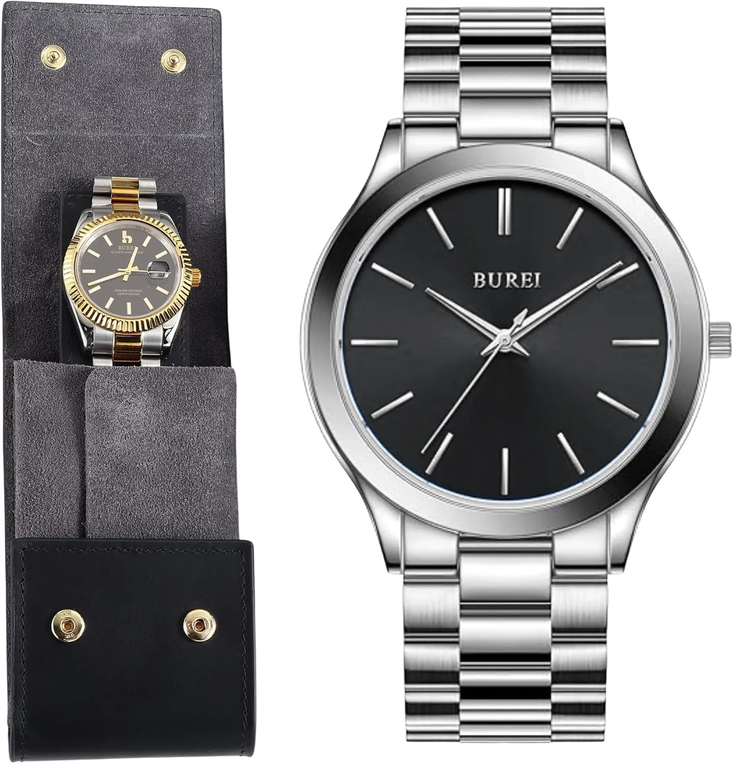 Watch Case for Men Fashion Minimalist Business Men's Wrist Watches Stainless Steel Waterproof Quartz thirst unreal notable opportunity Watch for Man BUREI Leather Watch Travel Case Pouch Portable 