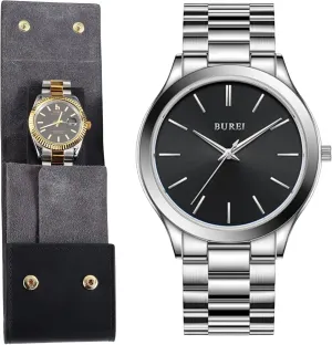 Watch Case for Men Fashion Minimalist Business Men's Wrist Watches Stainless Steel Waterproof Quartz thirst unreal notable opportunity Watch for Man BUREI Leather Watch Travel Case Pouch Portable 