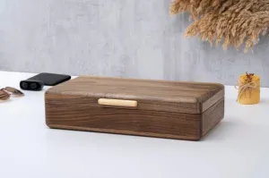 Watch Case$ Walnut Watch Display Case Handmade Watch Box For Men$ solemn Personalized Walnut Watch Box$ Custom Watch Box With Drawer$ Engraved 