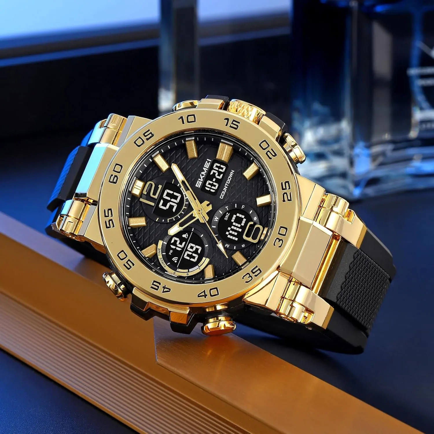 Watch Large Dial Tactical Outdoor Military Wrist Watch with 3 Time Zones$ 50M Waterproof$ LED Backlight Gosasa Fashion gallop Men's Digital Sports 