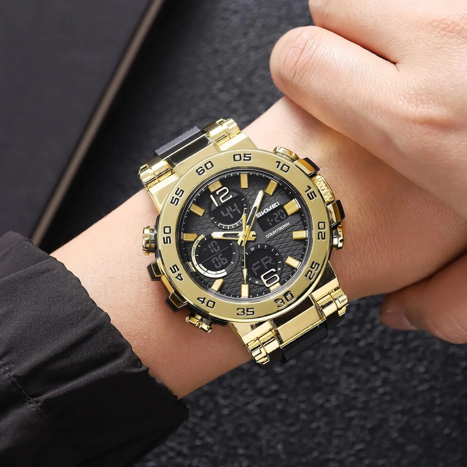 Watch Large Dial Tactical Outdoor Military Wrist Watch with 3 Time Zones$ 50M Waterproof$ LED Backlight Gosasa Fashion gallop Men's Digital Sports 
