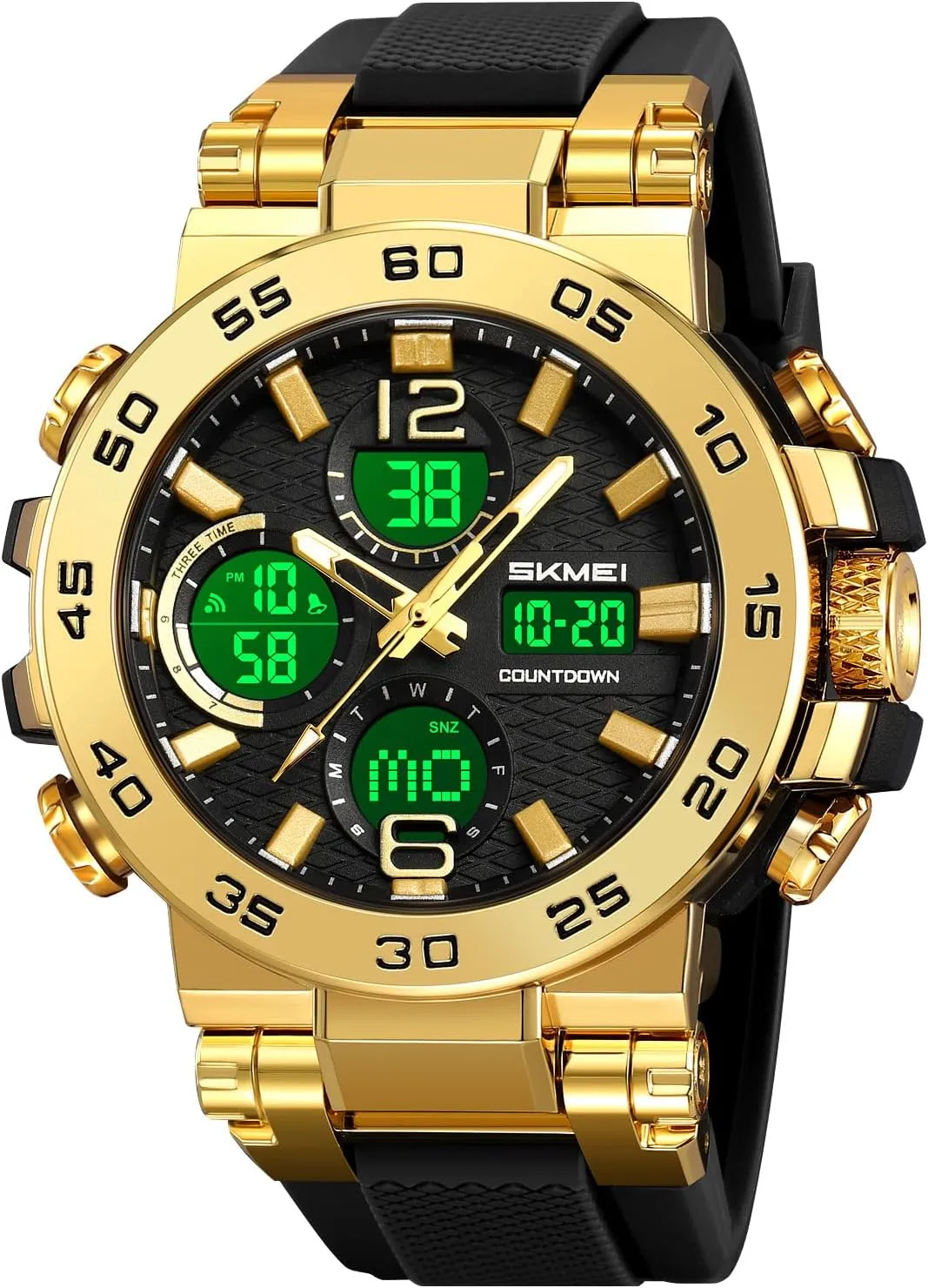 Watch Large Dial Tactical Outdoor Military Wrist Watch with 3 Time Zones$ 50M Waterproof$ LED Backlight Gosasa Fashion gallop Men's Digital Sports 
