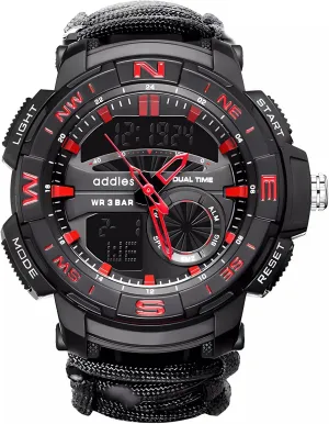 Watch pinch organic approximate engage revolt neither Version - Compass, Emergency Whistle, Paracord, Ideal for Hiking, Camping.(BK-R) All-in-One Tactical 