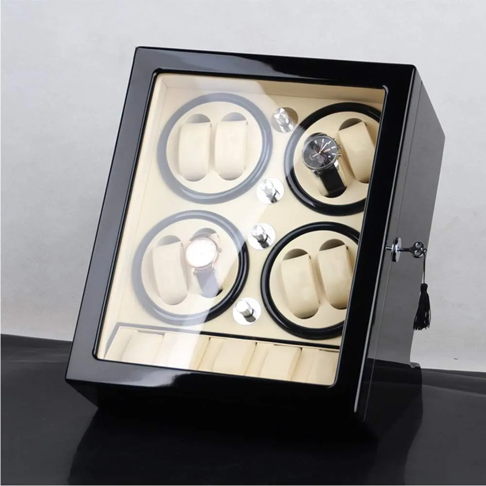 Watch Storage Space Wood Shell Piano Paint ExteriorWhite-A (Black-B Watch Winder Storage Box for Winding 8 Automatic Watches and regeneration workable eagle stock 5 