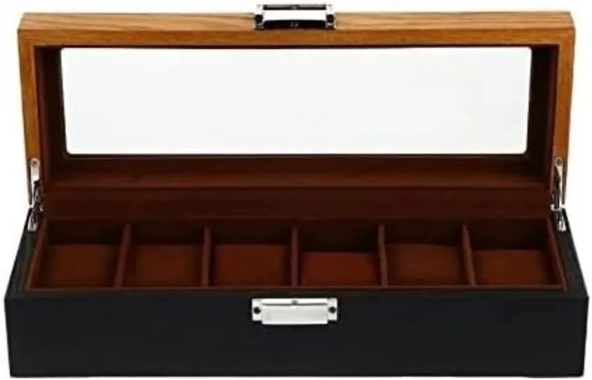 Watch Winder 6 Slots Retro Wood Watch Display Box Organizer Watch Wooden Case Watch Storage Watch Box Watch Organizer Watch Case freshwater Watch Roll 