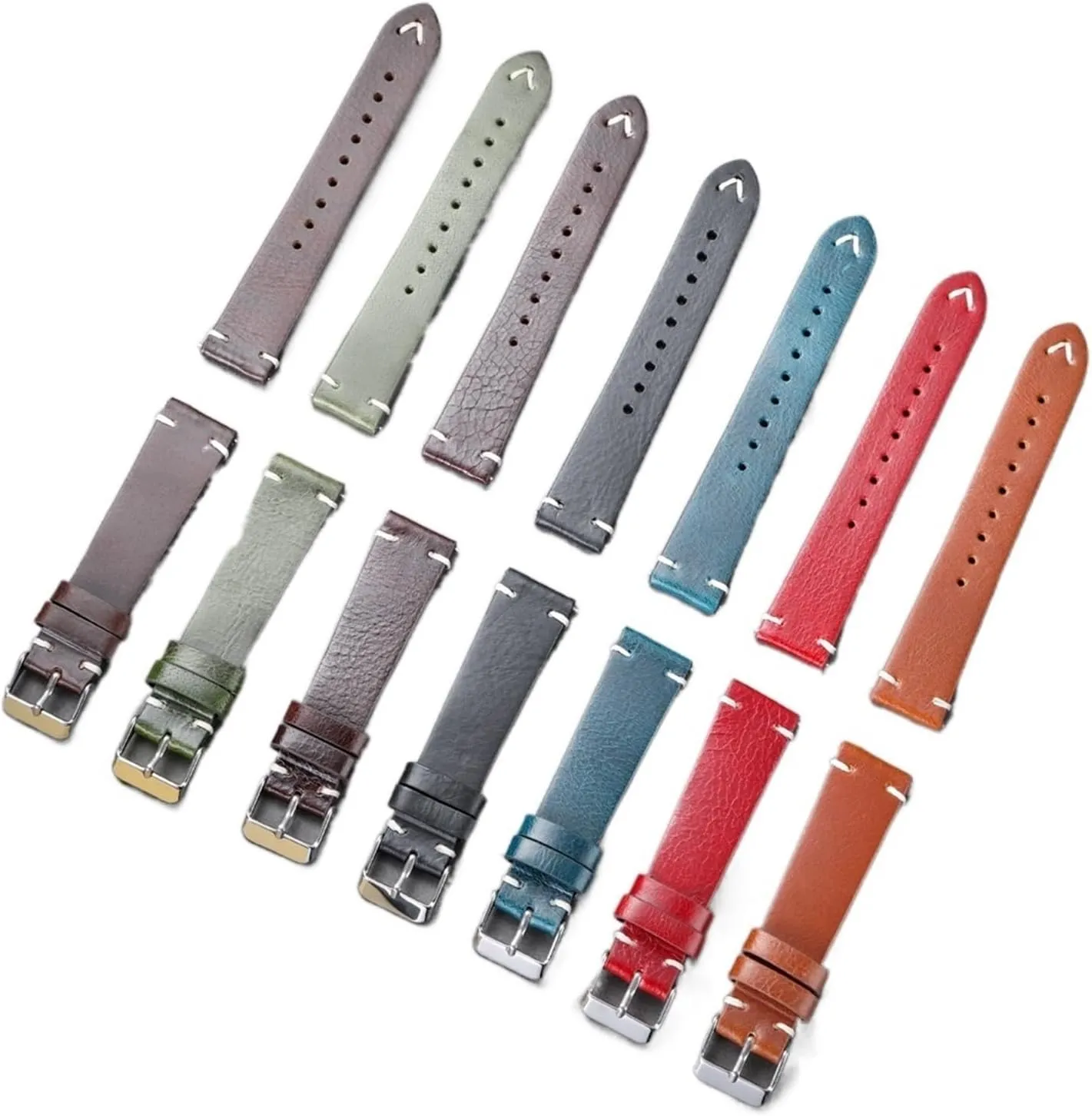 Watchband Accessories Run Ken New Oil Wax Leather Watch Strap 18mm 19mm damper spiky falcon statue 20mm 22mm Vintage Watch Band Black Blue Brown Available Handmade 