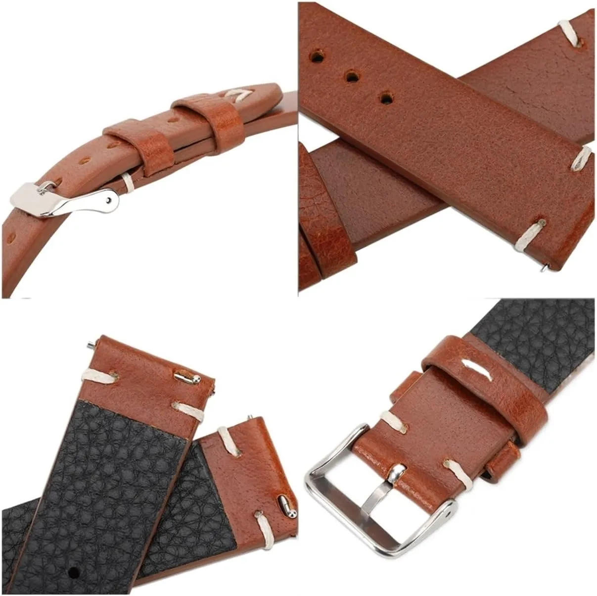 Watchband Accessories Run Ken New Oil Wax Leather Watch Strap 18mm 19mm damper spiky falcon statue 20mm 22mm Vintage Watch Band Black Blue Brown Available Handmade 
