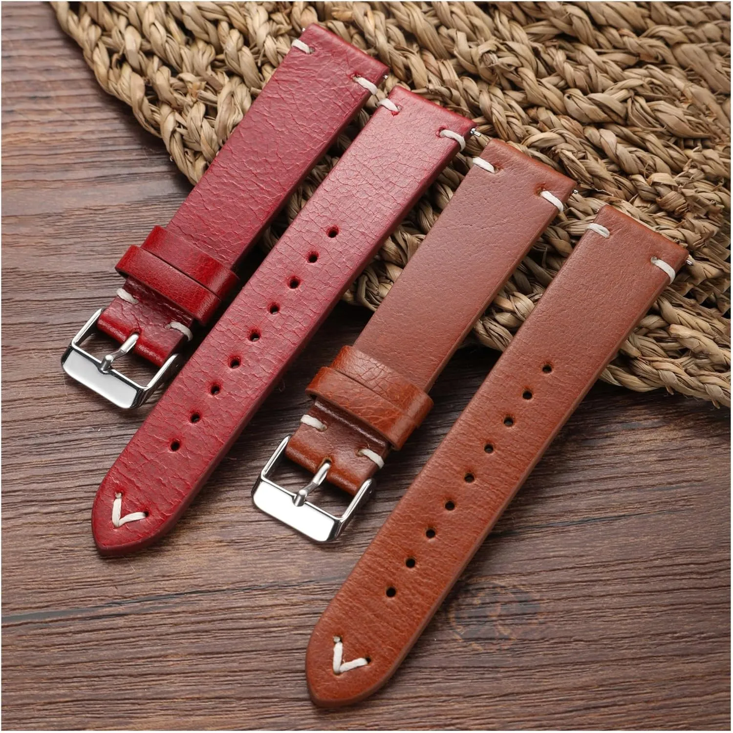 Watchband Accessories Run Ken New Oil Wax Leather Watch Strap 18mm 19mm damper spiky falcon statue 20mm 22mm Vintage Watch Band Black Blue Brown Available Handmade 