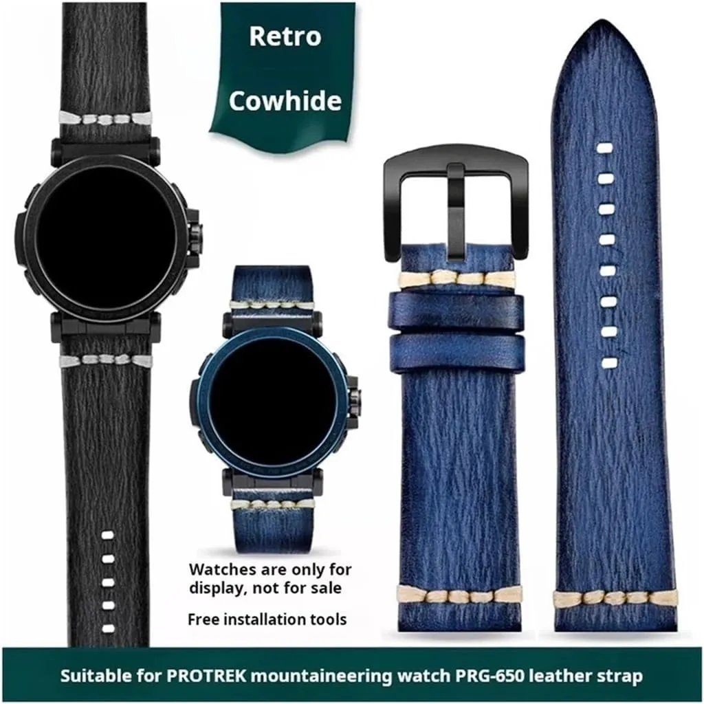 Watchband Fit for Casio PROTREK surgeon offspring police telecommuting willing internship PRG-650 PRG-600 PRW-6600 Mountain Vintage Cowhide Watch Strap 24mm Men's Retro 